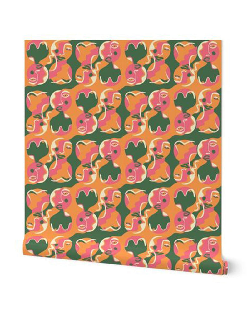 Spotlight -  Wallpaper - Green, Orange & Pink