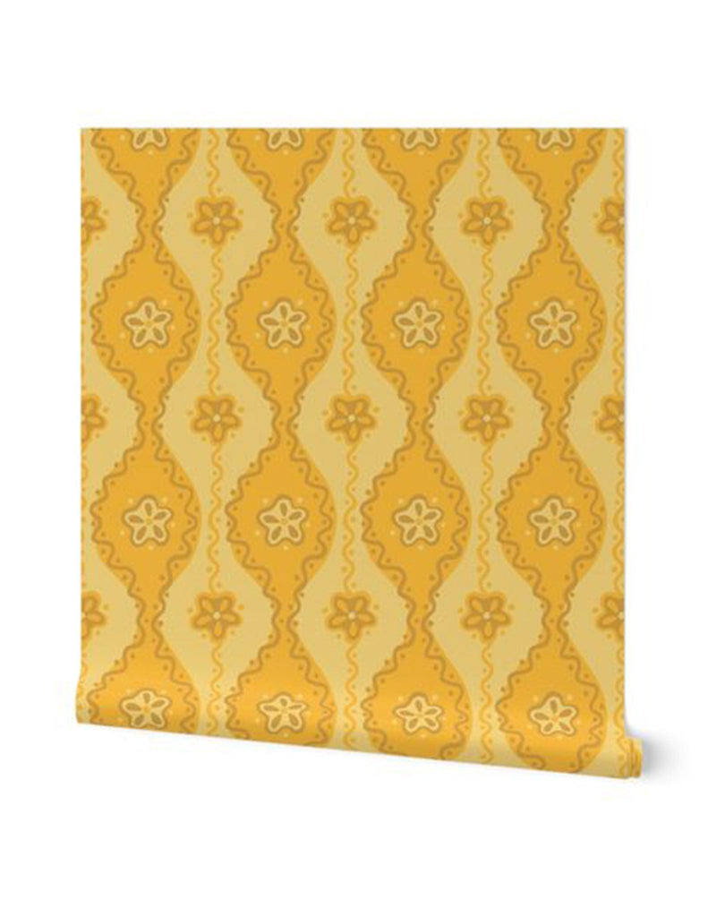 Folk Floral -  Wallpaper - Yellow