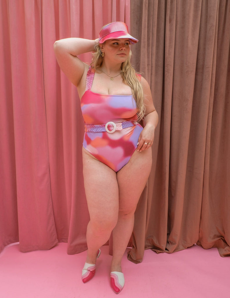 Reversible Scrunchie Belted Body/Swim Suit - Heart Art & Cotton Candy Cloud