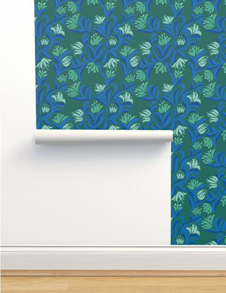 Flowing Flora -  Wallpaper - Blues