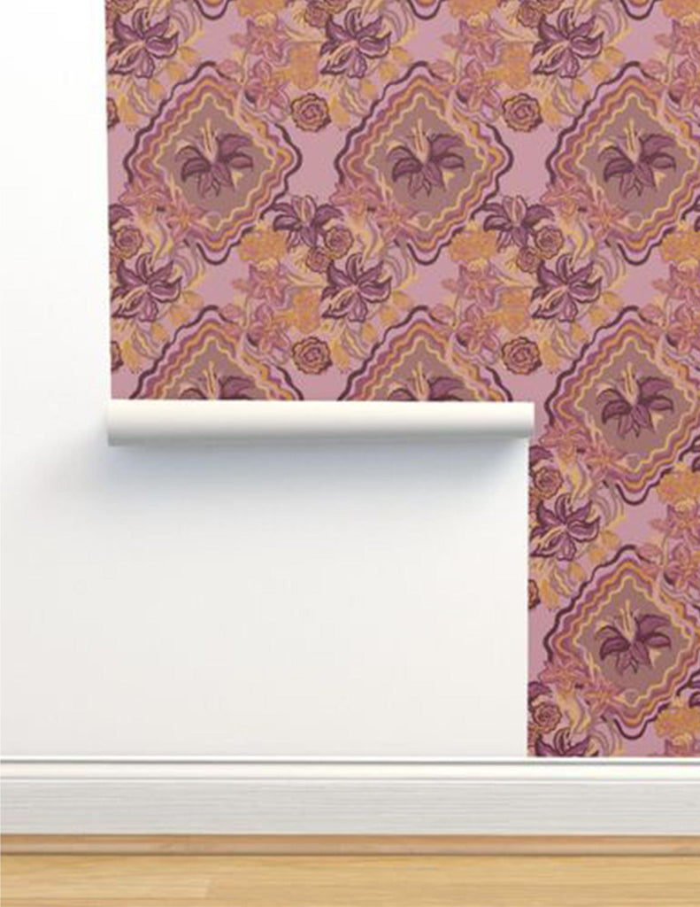 Diamond Bouquet -  Wallpaper - Purple & Gold