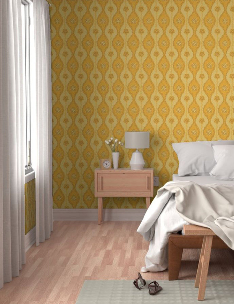 Folk Floral -  Wallpaper - Yellow