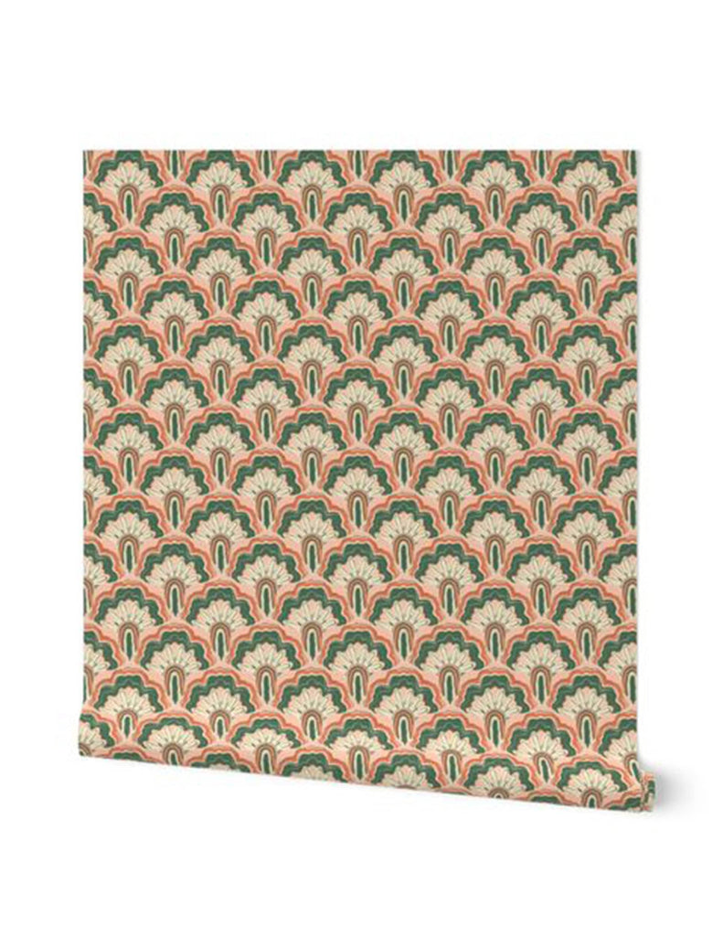Deco Peacock -  Wallpaper - Pink & Green