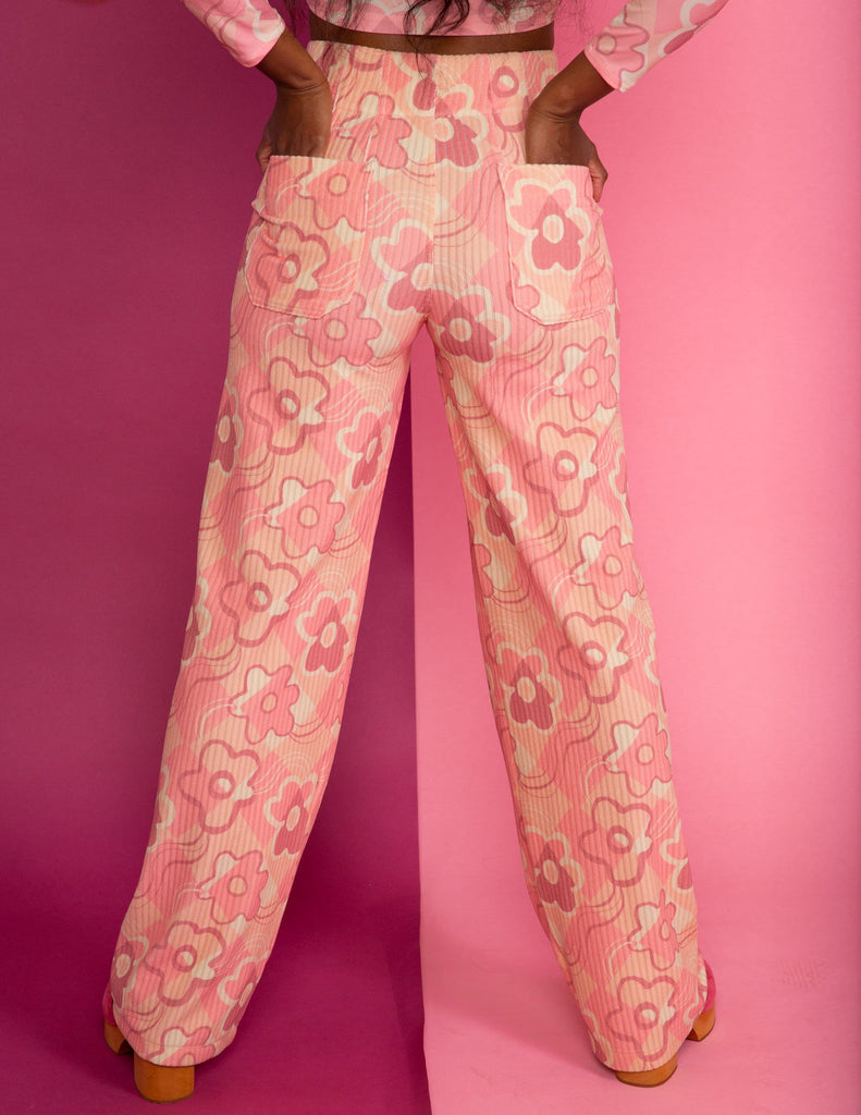 Check Floral Work/Play Pants